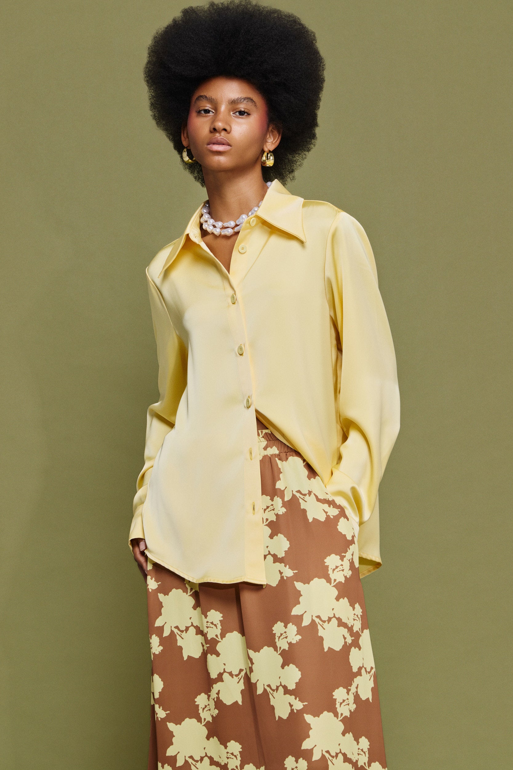 KAIA' ΣΑΤΕΝ ΠΟΥΚΑΜΙΣΟ (PALE YELLOW) MAMOUSH