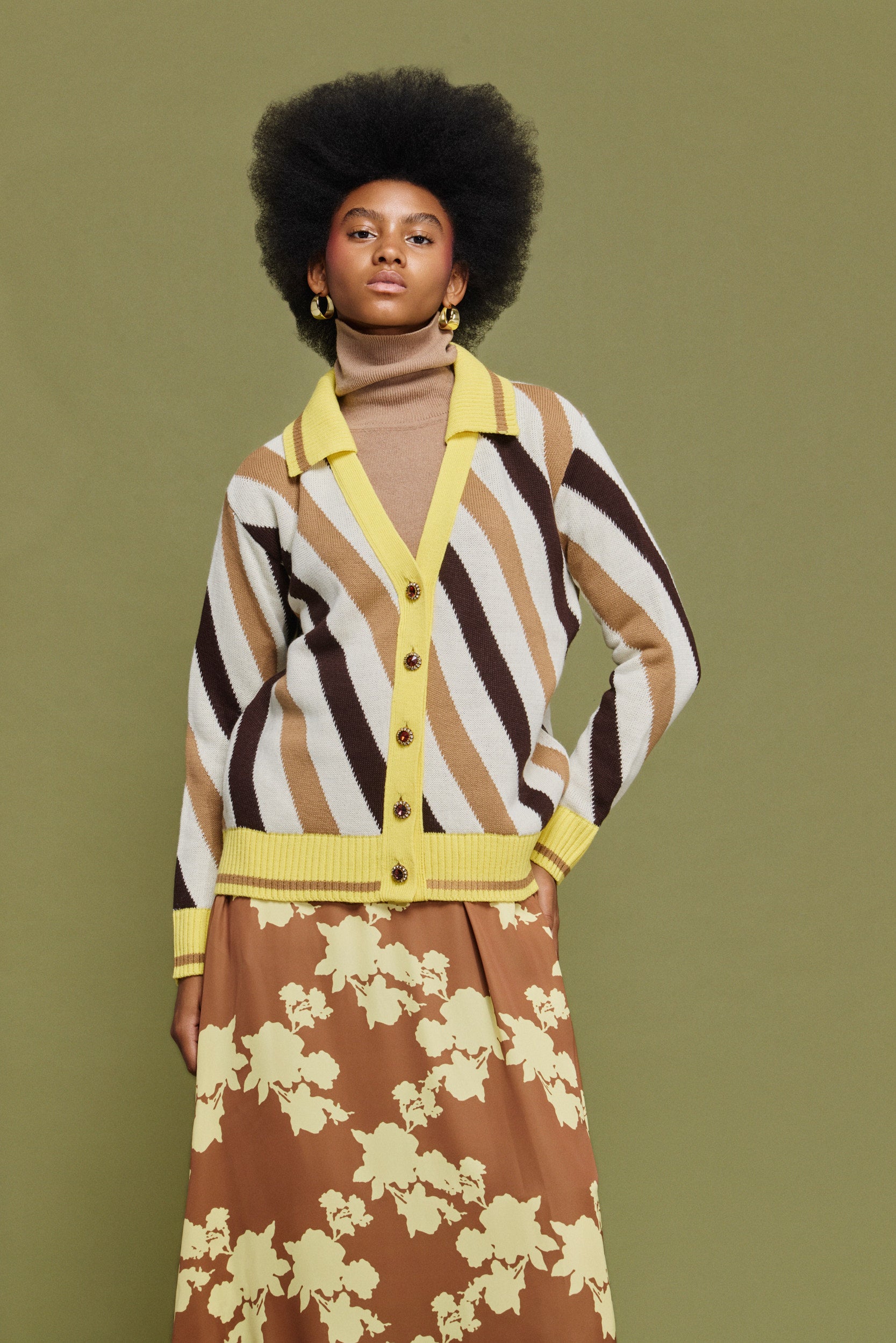 ‘ATHENA’ ΡΙΓΕ ΠΛΕΚΤΗ ΖΑΚΕΤΑ (YELLOW/CHOCOLA) MAMOUSH