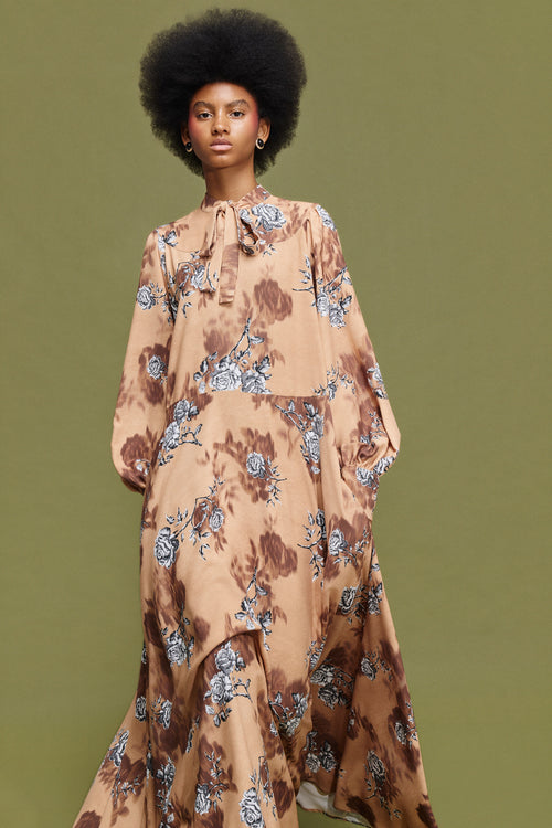 EVANGELIA' ΜΑΞΙ ΦΟΡΕΜΑ (MOCHA FLORAL) MAMOUSH