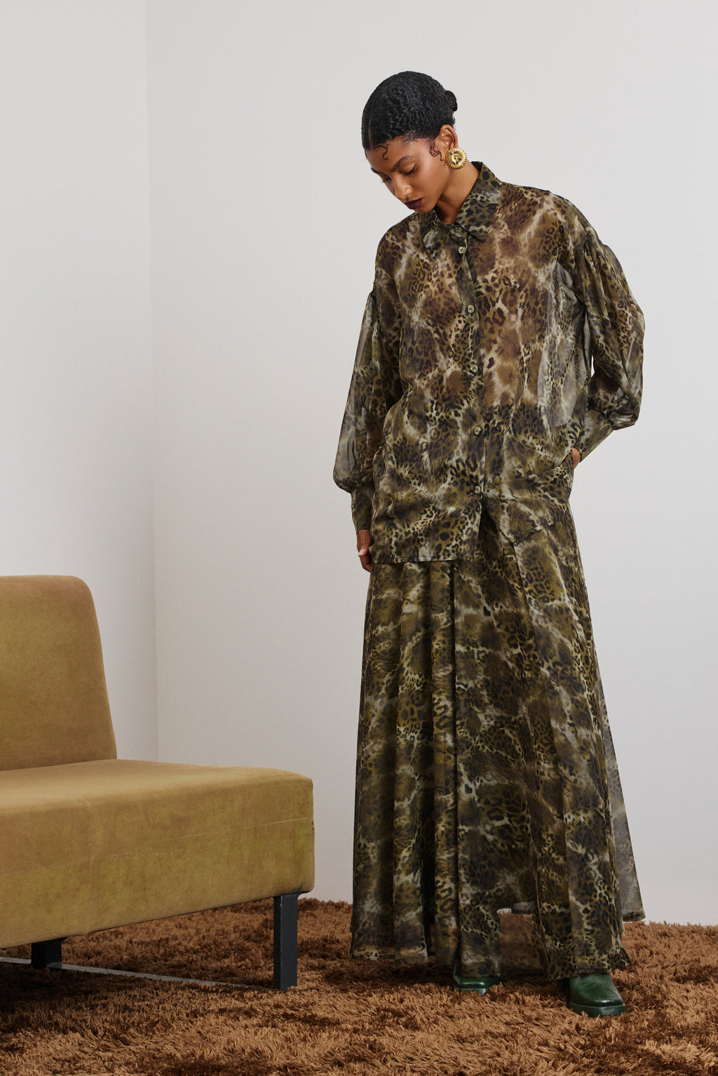 'EMILY' ΠΟΥΚΑΜΙΣΟ ANIMAL PRINT (OLIVE) MAMOUSH