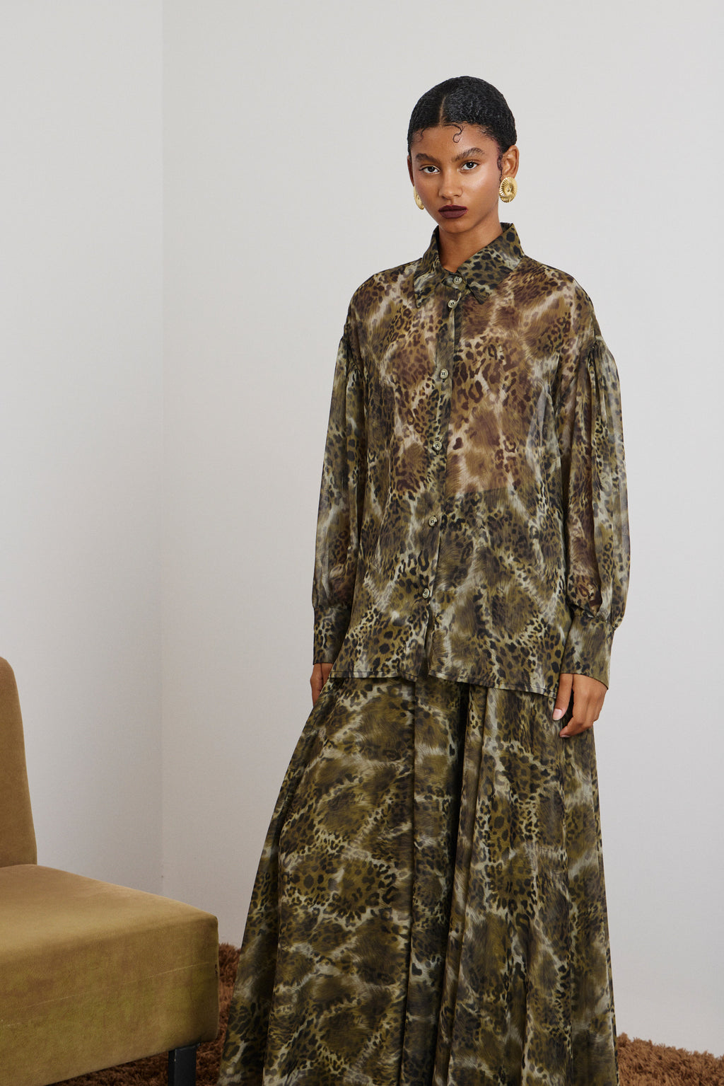 'EMILY' ΠΟΥΚΑΜΙΣΟ ANIMAL PRINT (OLIVE) MAMOUSH