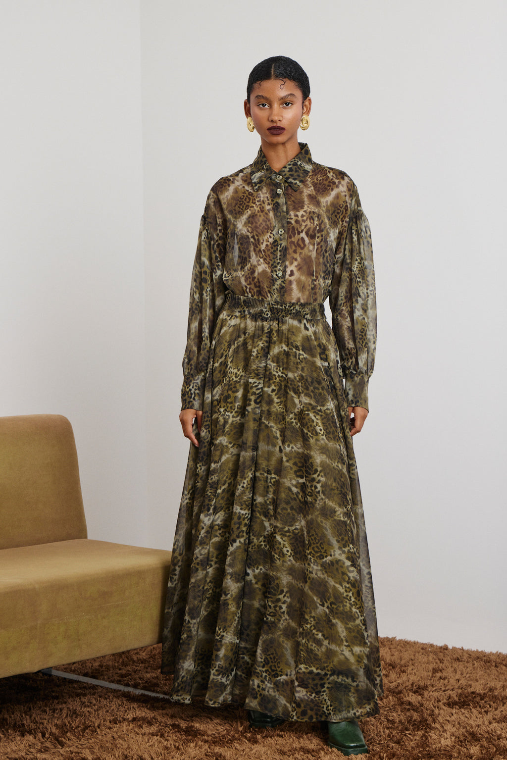 'EMILY' ΠΟΥΚΑΜΙΣΟ ANIMAL PRINT (OLIVE) MAMOUSH