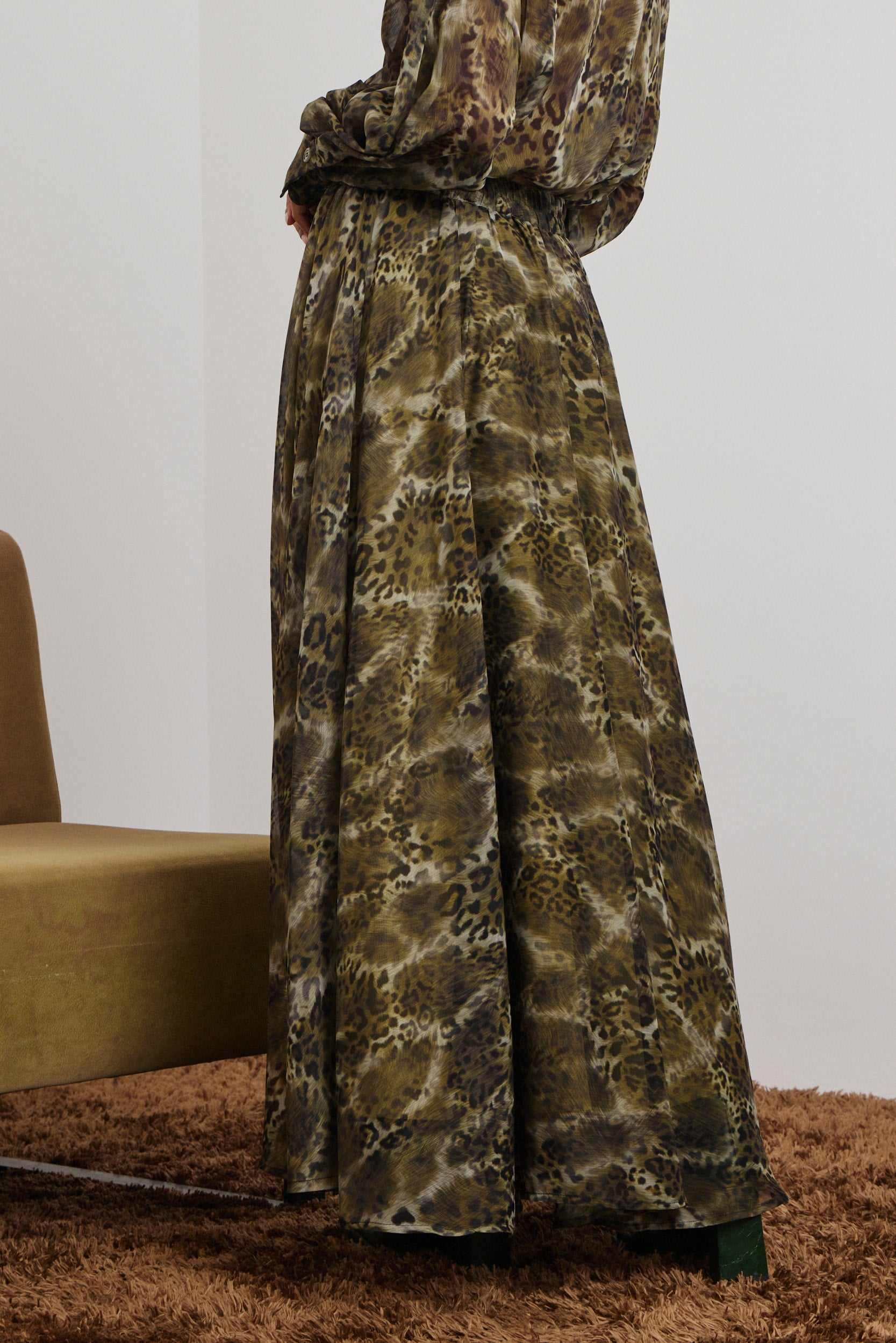 DANAI' ΜΑΚΡΙΑ ΦΟΥΣΤΑ ΜΕ ΛΑΣΤΙΧΟ (OLIVE/ANIMAL PRINT) MAMOUSH