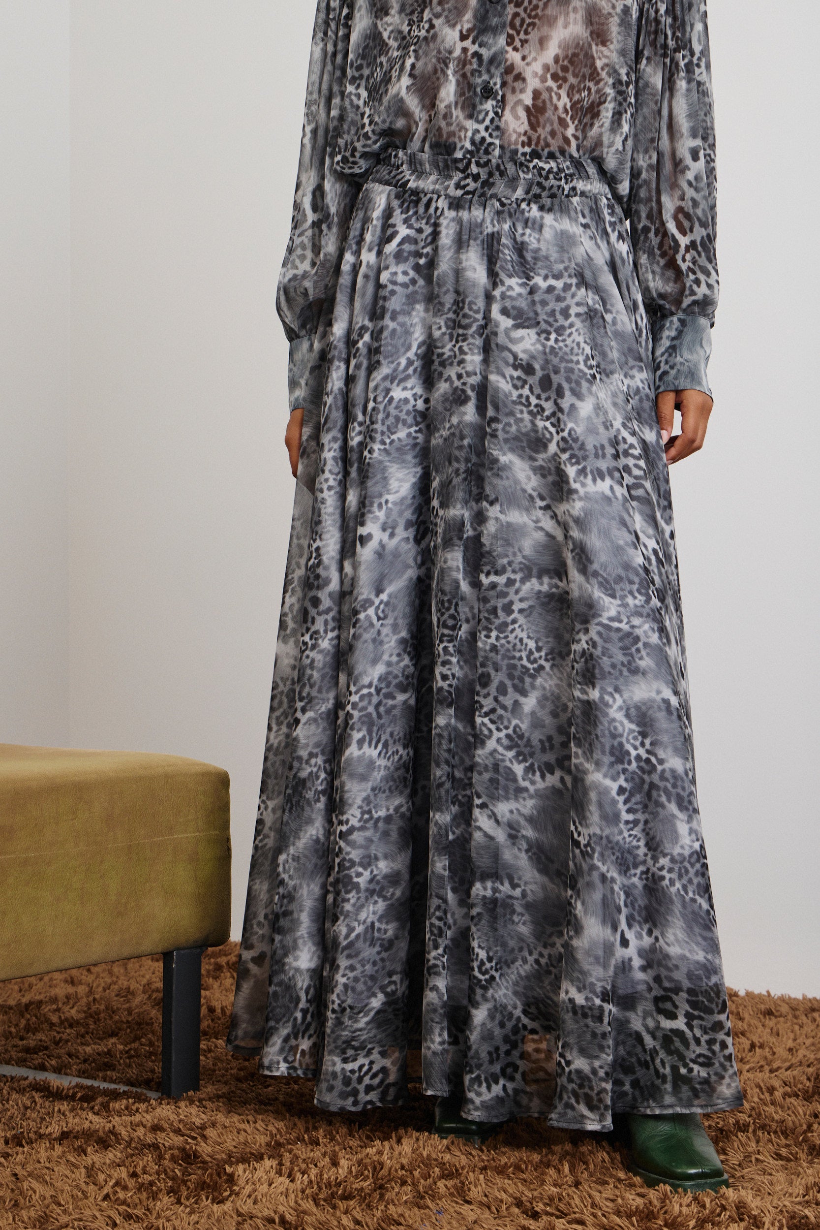 DANAI' ΜΑΚΡΙΑ ΦΟΥΣΤΑ ΜΕ ΛΑΣΤΙΧΟ (GRAY/ANIMAL PRINT) MAMOUSH