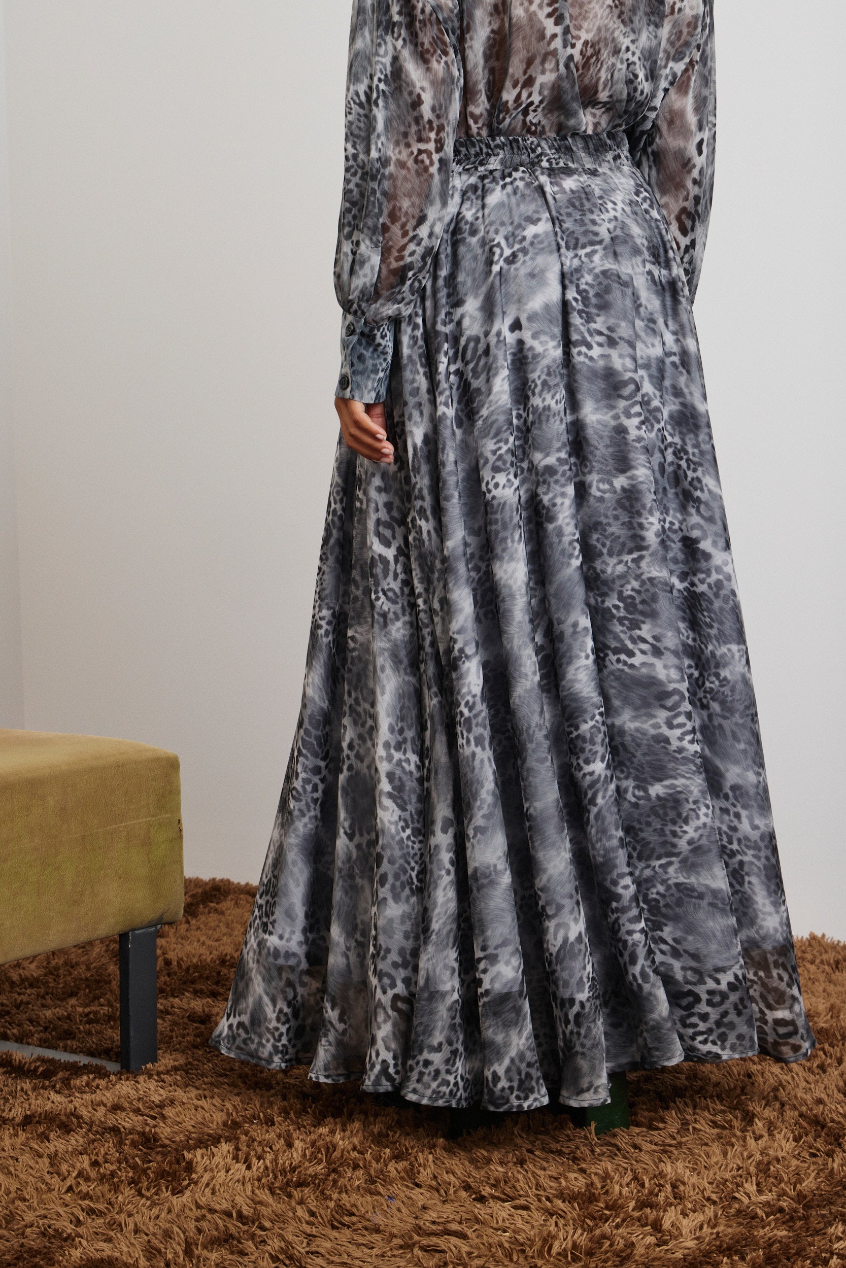 DANAI' ΜΑΚΡΙΑ ΦΟΥΣΤΑ ΜΕ ΛΑΣΤΙΧΟ (GRAY/ANIMAL PRINT) MAMOUSH