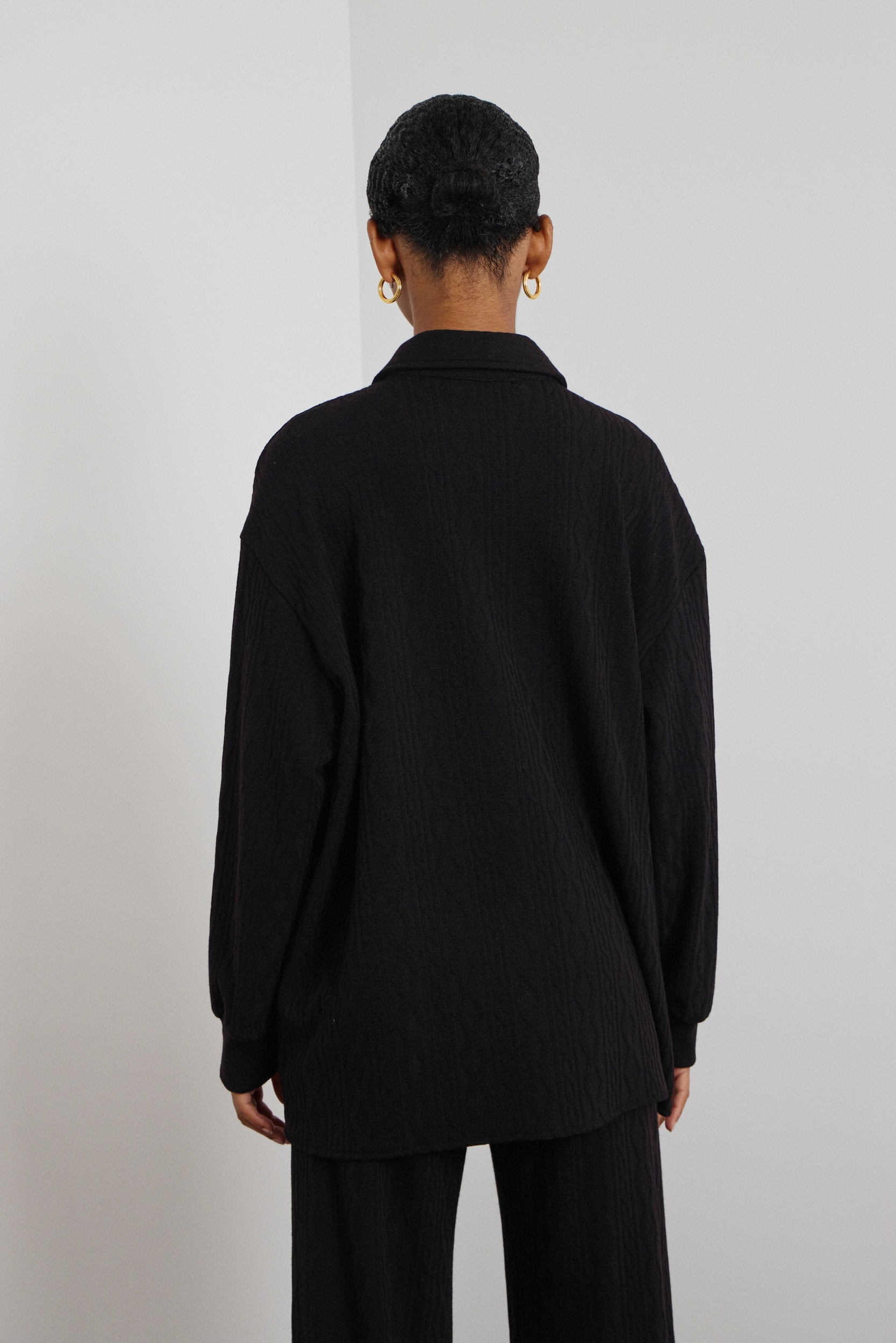 AMELIA OVERSIZED ΠΛΕΚΤΟ ΠΟΥΚΑΜΙΣΟ (BLACK) MAMOUSH