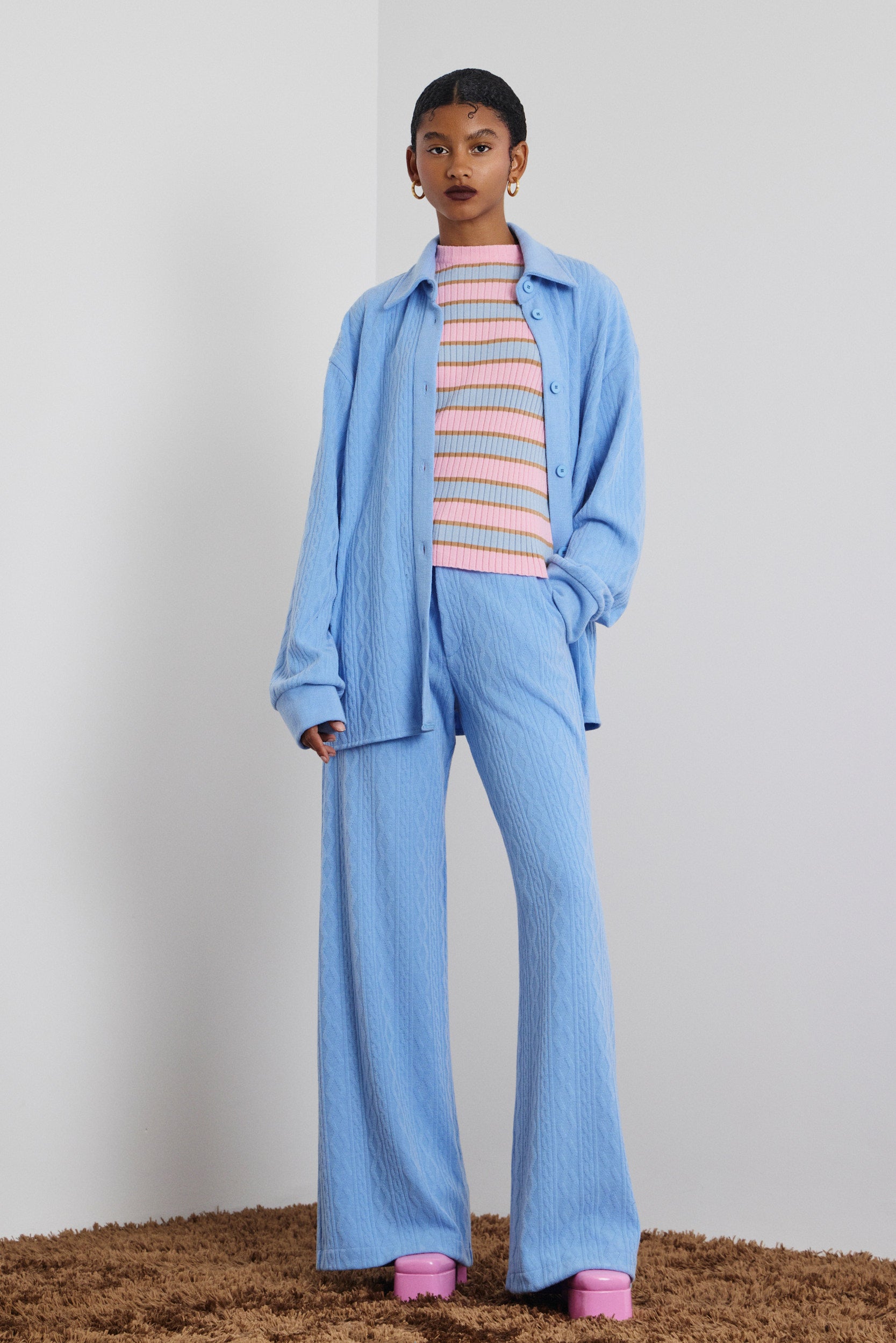 ‘CALYPSO’ ΠΛΕΚΤΗ ΡΙΓΕ ΜΠΛΟΥΖΑ (PINK/LIGHT BLUE) MAMOUSH