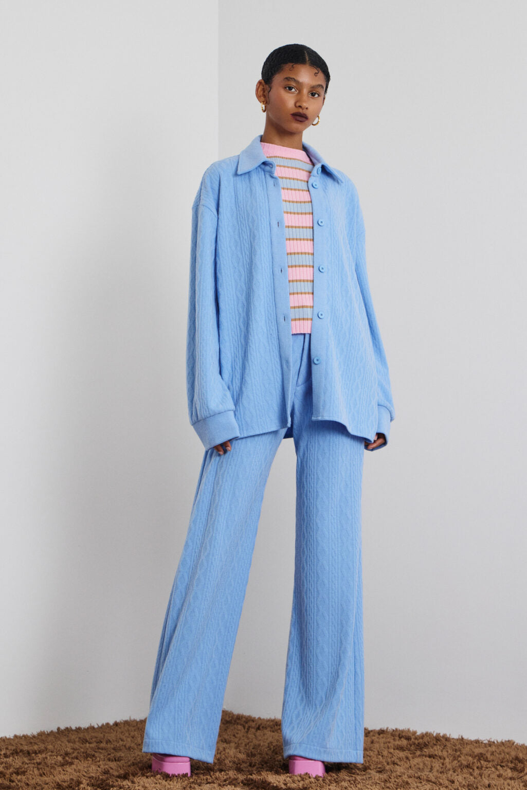 AMELIA OVERSIZED ΠΛΕΚΤΟ ΠΟΥΚΑΜΙΣΟ (LIGHT BLUE) MAMOUSH