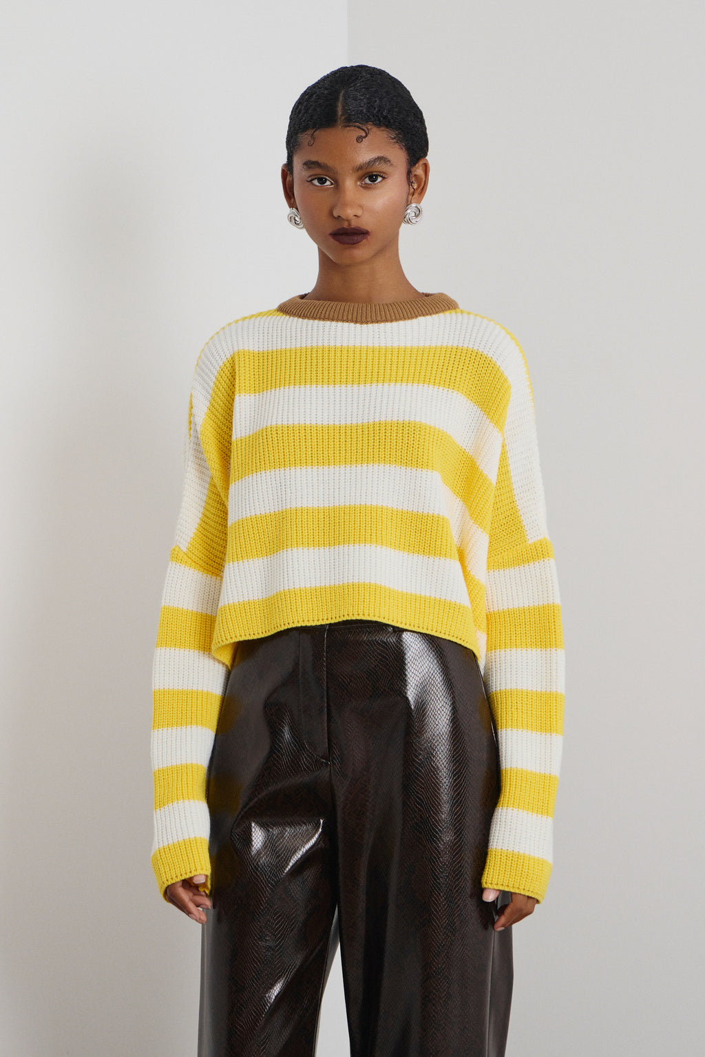 ARIANA' ΡΙΓΕ ΠΛΕΚΤΗ ΜΠΛΟΥΖΑ (ECRU/YELLOW) MAMOUSH