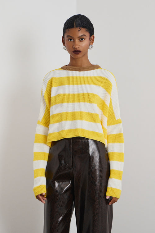 ARIANA' ΡΙΓΕ ΠΛΕΚΤΗ ΜΠΛΟΥΖΑ (ECRU/YELLOW) MAMOUSH