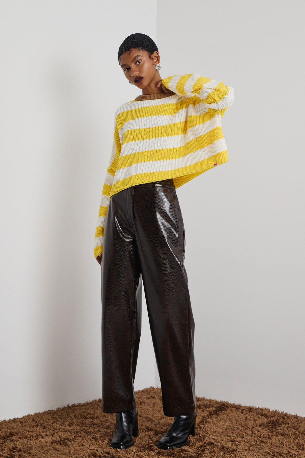 ARIANA' ΡΙΓΕ ΠΛΕΚΤΗ ΜΠΛΟΥΖΑ (ECRU/YELLOW) MAMOUSH