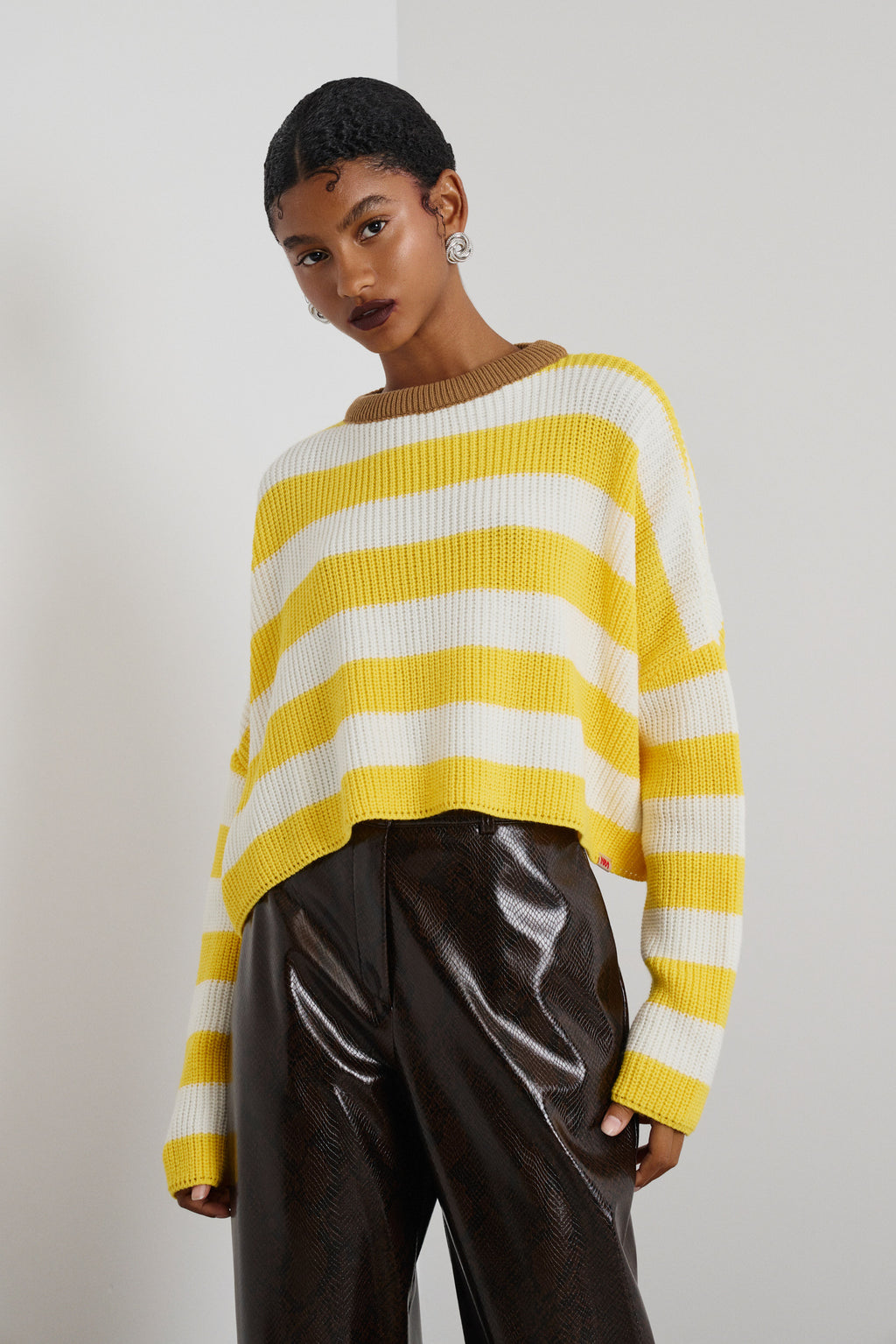 ARIANA' ΡΙΓΕ ΠΛΕΚΤΗ ΜΠΛΟΥΖΑ (ECRU/YELLOW) MAMOUSH