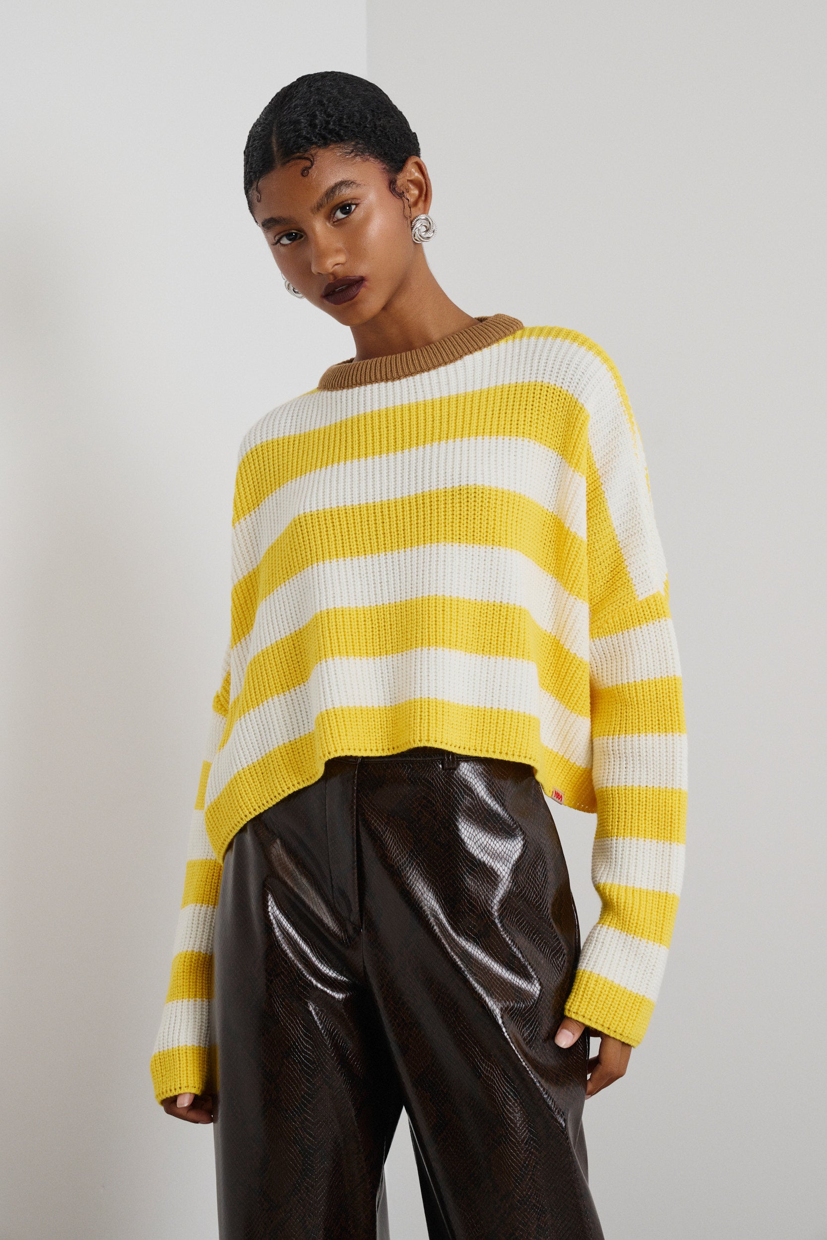 ARIANA' ΡΙΓΕ ΠΛΕΚΤΗ ΜΠΛΟΥΖΑ (ECRU/YELLOW) MAMOUSH