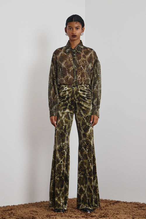 'REA' ΕΛΑΣΤΙΚΟ ΠΑΝΤΕΛΟΝΙ ANIMAL PRINT (OLIVE) MAMOUSH