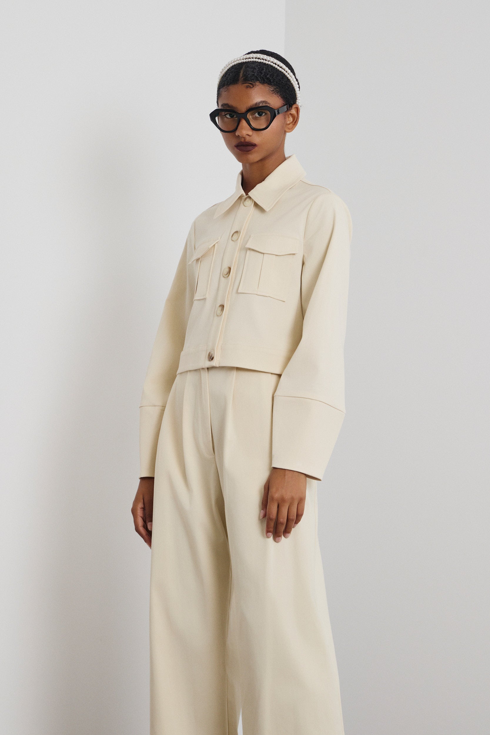 SCARLET' ΚΟΝΤΟ JACKET ΜΕ ΤΣΕΠΕΣ (VANILLA) MAMOUSH