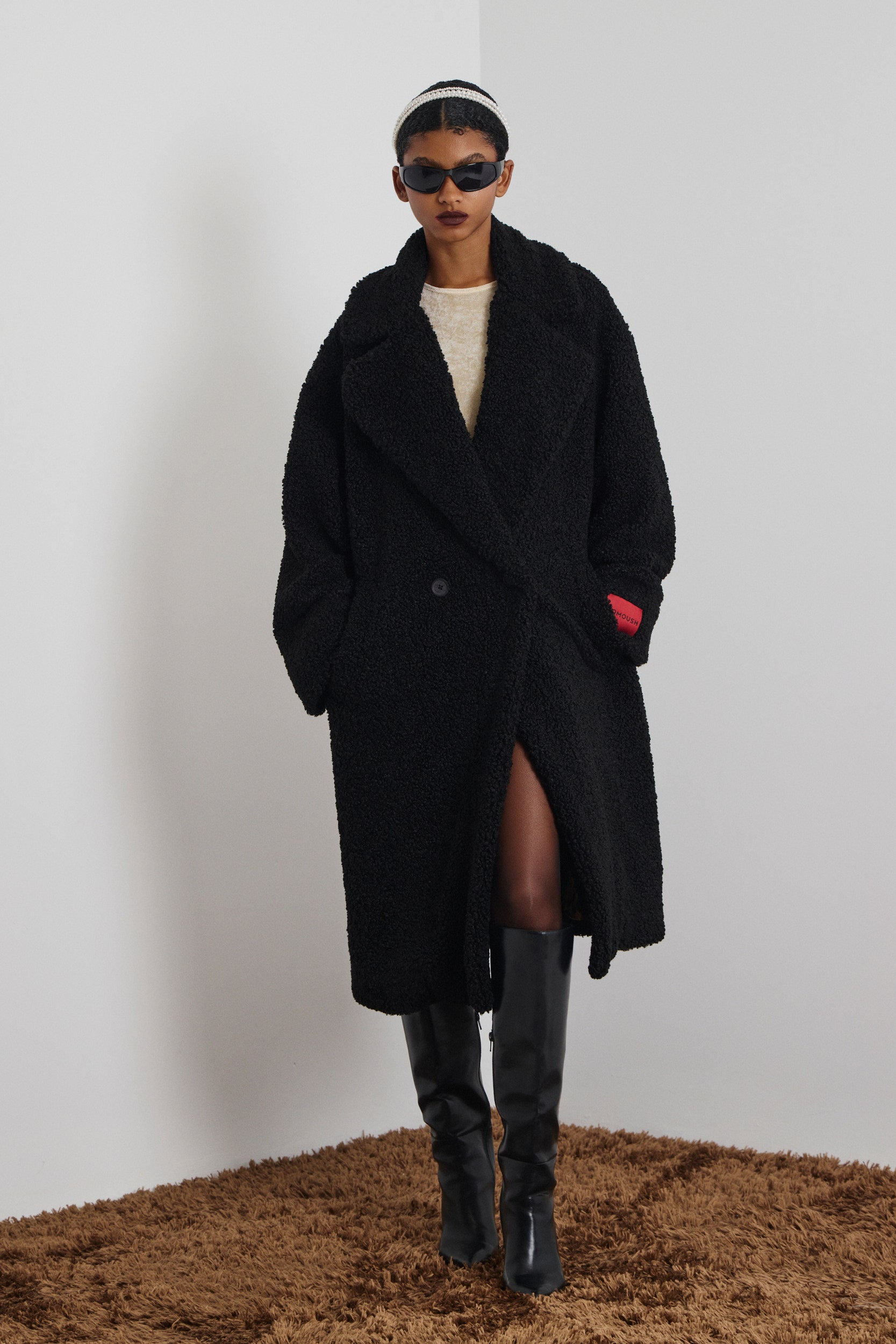 ‘NORMA’ ΜΠΟΥΚΛΕ ΓΟΥΝΙΝΟ ΠΑΛΤΟ ΜΕ ANIMAL PRINT ΦΟΔΡΑ (BLACK) MAMOUSH