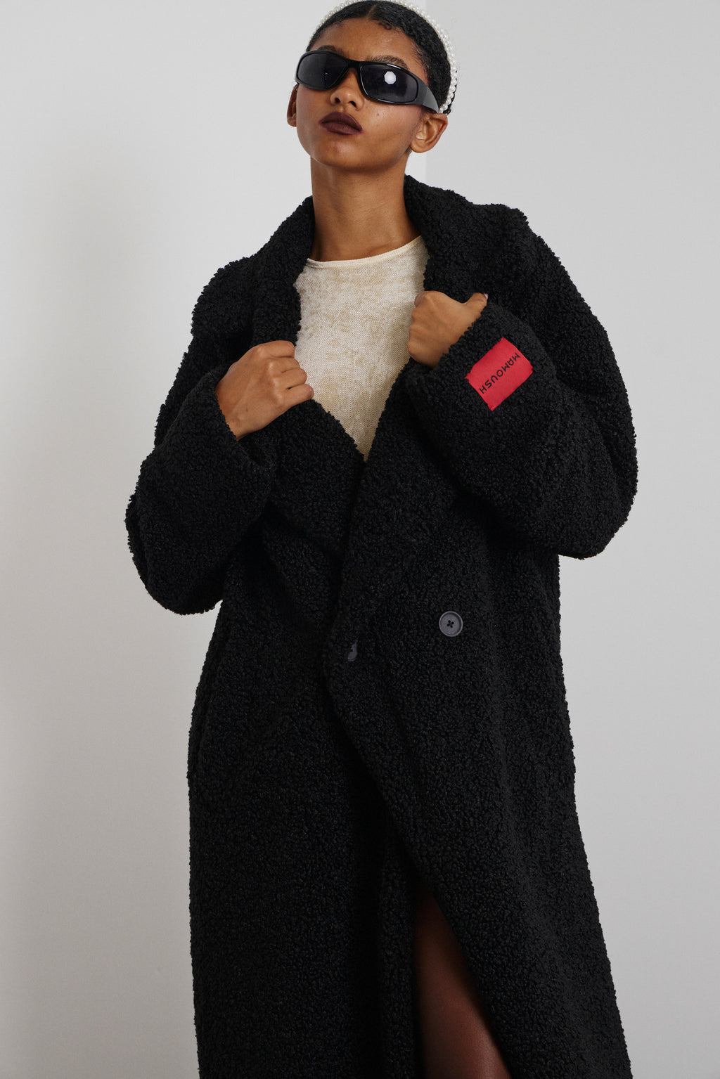 ‘NORMA’ ΜΠΟΥΚΛΕ ΓΟΥΝΙΝΟ ΠΑΛΤΟ ΜΕ ANIMAL PRINT ΦΟΔΡΑ (BLACK) MAMOUSH