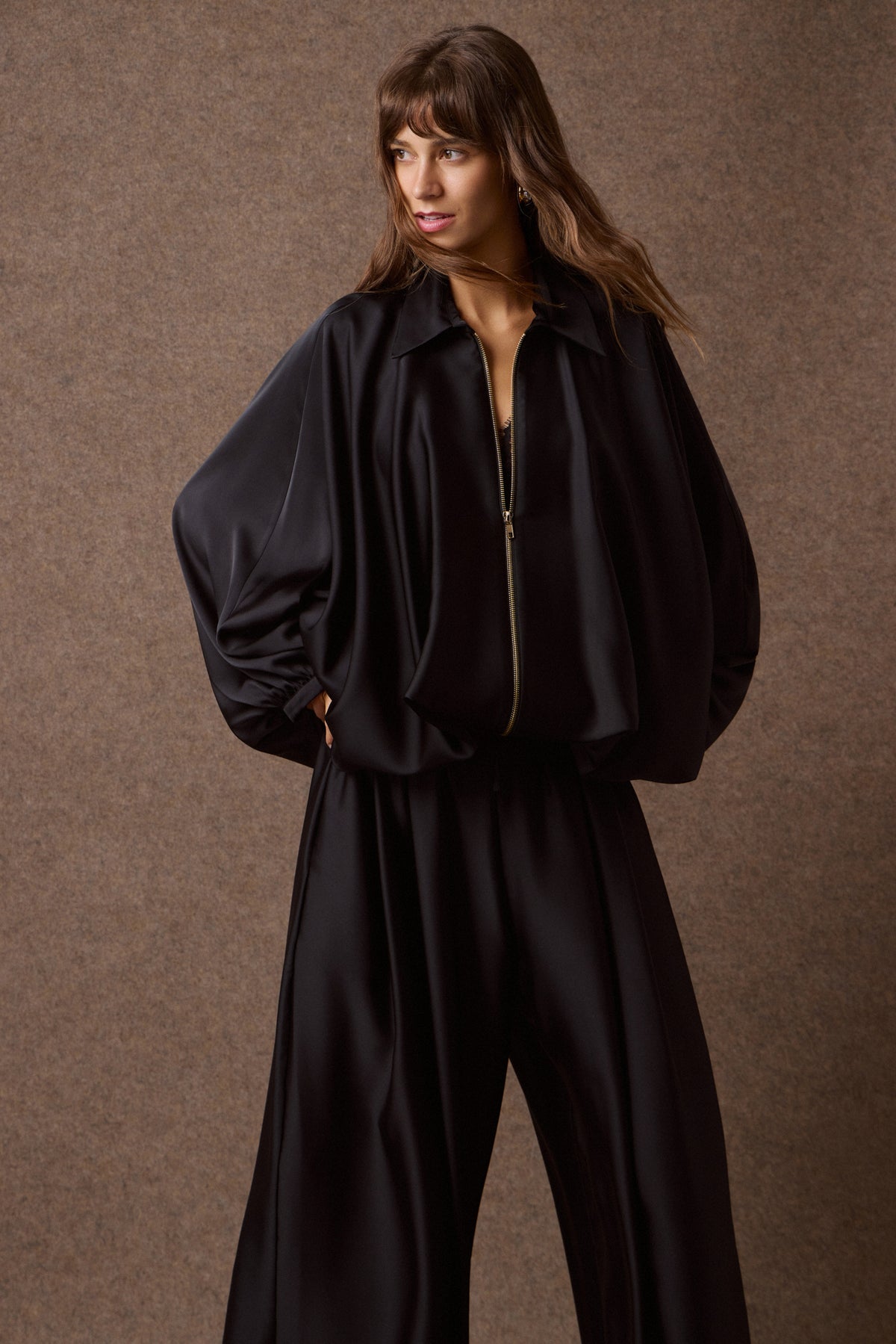 'CAROLINA' ΣΑΤΕΝ ΤΖΑΚΕΤ (BLACK) MAMOUSH