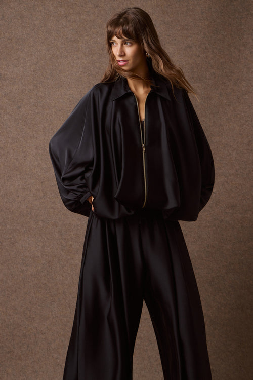'CAROLINA' ΣΑΤΕΝ ΤΖΑΚΕΤ (BLACK) MAMOUSH