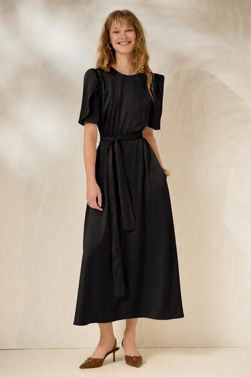 'LYDIA' ΣΑΤΕΝ ΜΙΝΤΙ ΦΟΡΕΜΑ (BLACK) MAMOUSH