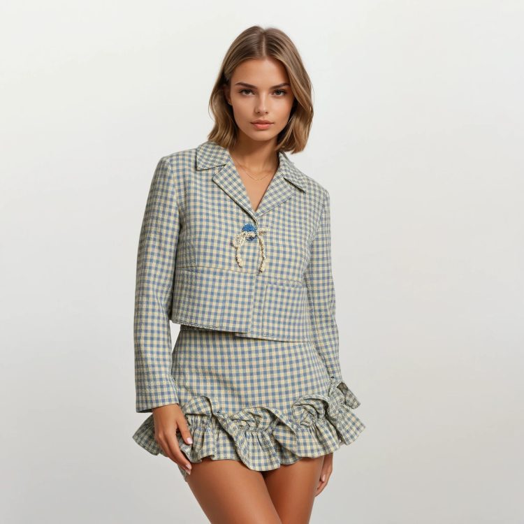 ΚΑΡΟ ΣΑΚΑΚΙ ΜΕ ΦΙΟΓΚΟ ΑΠΟ ΠΕΡΛΕΣ (MINT BLUE VICHY) MILKWHITE