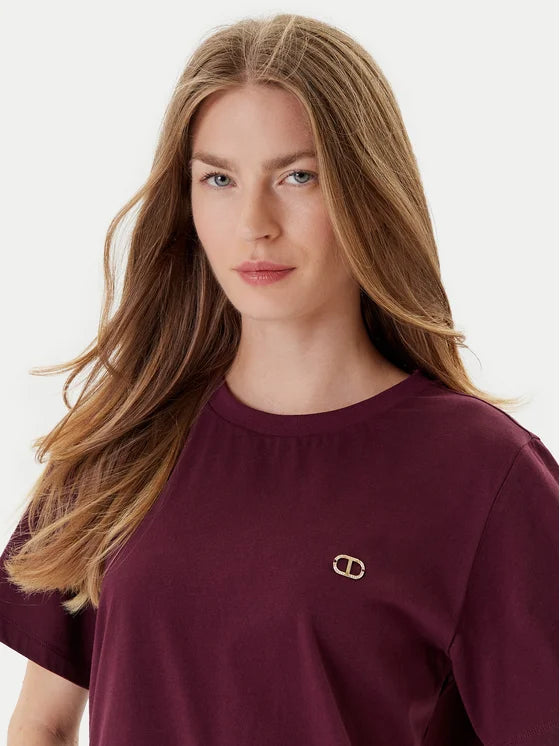 T-SHIRT ΜΕ ΠΛΑΚΑ ΣΤΡΑΣ ΟΒΑΛ Τ TWINSET