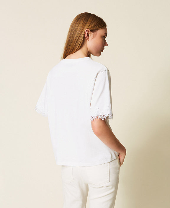 ΒΑΜΒΑΚΕΡΗ ΜΠΛΟΥΖΑ ΜΕ ΔΑΝΤΕΛΑ (WHITE) TWINSET