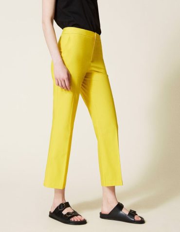 CROPPED ΠΑΝΤΕΛΟΝΙ ΠΟΠΛΙΝΑ (YELLOW) TWINSET SUMMER SALES 60%