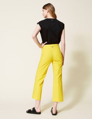 CROPPED ΠΑΝΤΕΛΟΝΙ ΠΟΠΛΙΝΑ (YELLOW) TWINSET SUMMER SALES 60% 2