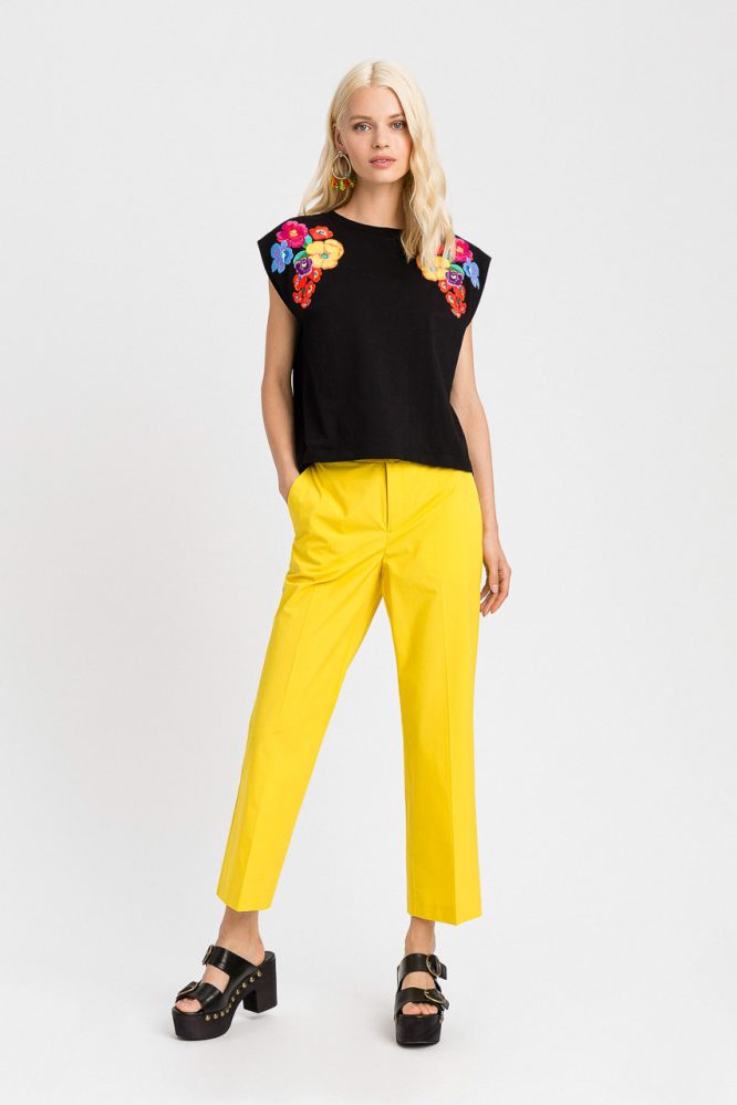 CROPPED ΠΑΝΤΕΛΟΝΙ ΠΟΠΛΙΝΑ (YELLOW) TWINSET SUMMER SALES 60% 9