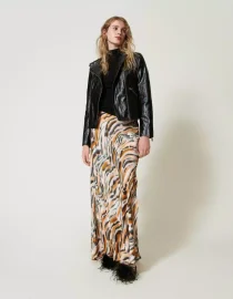 ΜΑΚΡΙΑ ANIMAL PRINT ΣΑΤΕΝ ΦΟΥΣΤΑ TWINSET new arrivals 8