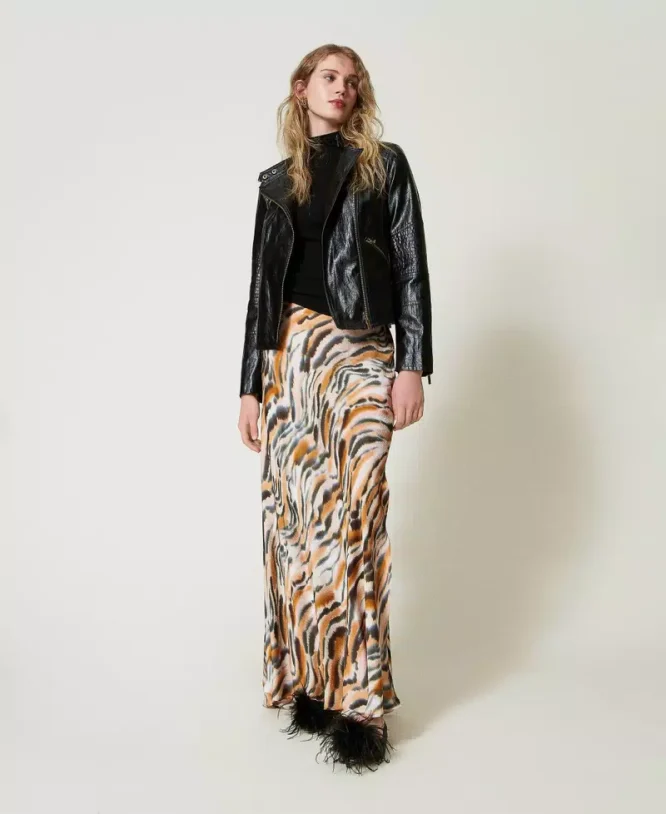 ΜΑΚΡΙΑ ANIMAL PRINT ΣΑΤΕΝ ΦΟΥΣΤΑ TWINSET new arrivals 3