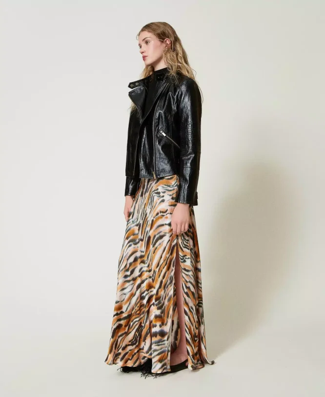 ΜΑΚΡΙΑ ANIMAL PRINT ΣΑΤΕΝ ΦΟΥΣΤΑ TWINSET new arrivals 5