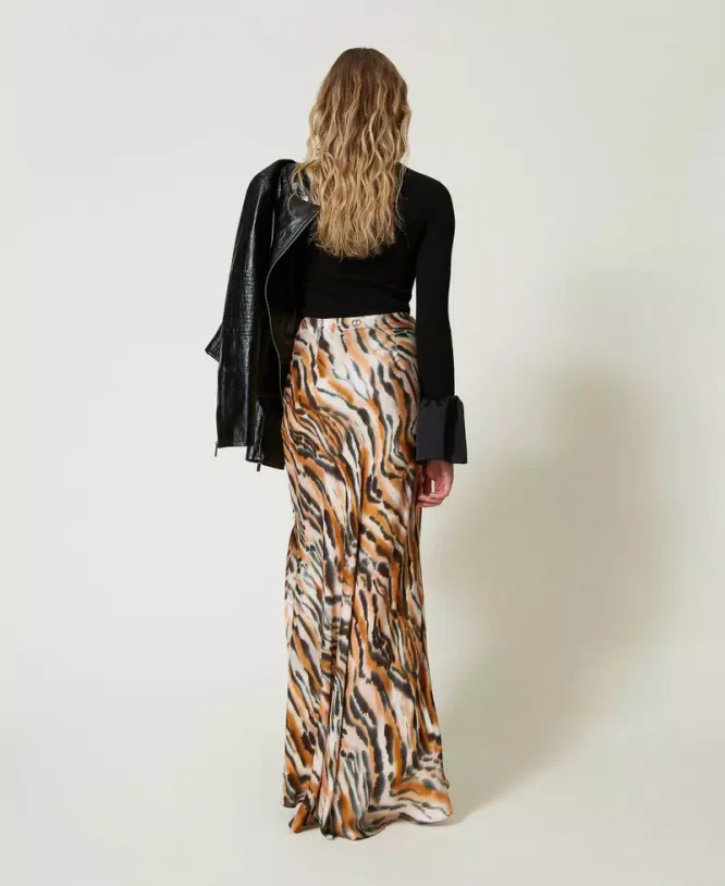 ΜΑΚΡΙΑ ANIMAL PRINT ΣΑΤΕΝ ΦΟΥΣΤΑ TWINSET new arrivals 4