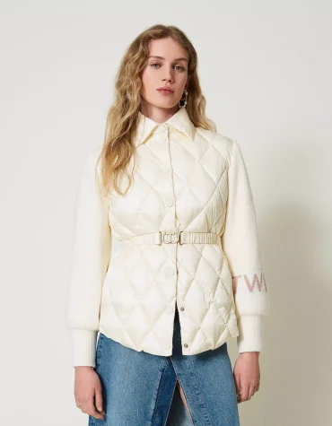 ΚΑΠΙΤΟΝΕ PUFFER JACKET ΜΕ ΠΛΕΚΤΑ ΜΑΝΙΚΙΑ TWINSET ΜΠΟΥΦΑΝ