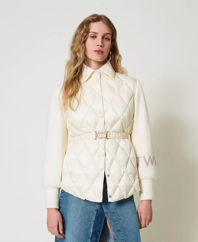 ΚΑΠΙΤΟΝΕ PUFFER JACKET ΜΕ ΠΛΕΚΤΑ ΜΑΝΙΚΙΑ TWINSET new arrivals 3