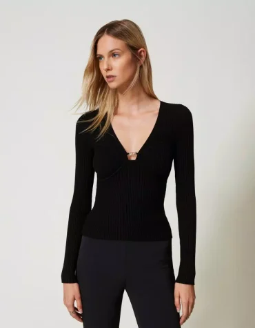 ΠΛΕΚΤΗ ΜΠΛΟΥΖΑ (BLACK) TWINSET ΜΠΛΟΥΖΕΣ