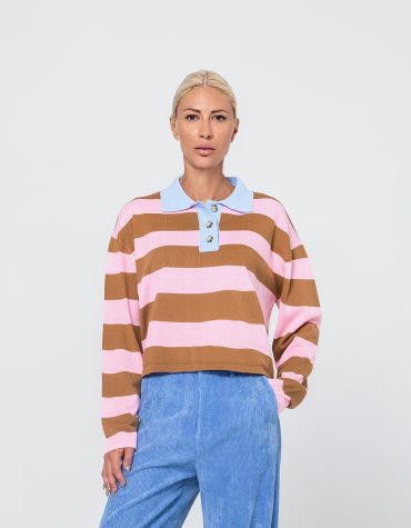 XENIA ΠΛΕΚΤΗ  POLO ΜΠΛΟΥΖΑ (BABY PINK) MAMOUSH BLOUSES