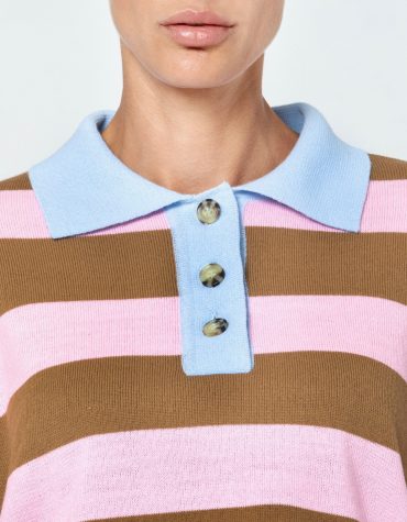 XENIA ΠΛΕΚΤΗ  POLO ΜΠΛΟΥΖΑ (BABY PINK) MAMOUSH BLOUSES 2