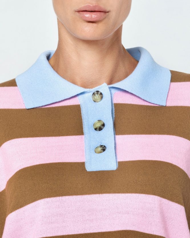 XENIA ΠΛΕΚΤΗ  POLO ΜΠΛΟΥΖΑ (BABY PINK) MAMOUSH new arrivals 4