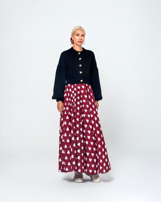 SUSANNE MIDI ΦΟΥΣΤΑ  (BURGUNDY HEARTS) MAMOUSH new arrivals 5