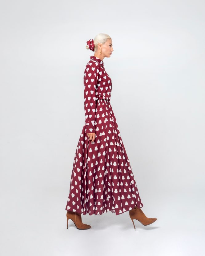 SUSANNE MIDI ΦΟΥΣΤΑ  (BURGUNDY HEARTS) MAMOUSH new arrivals 6