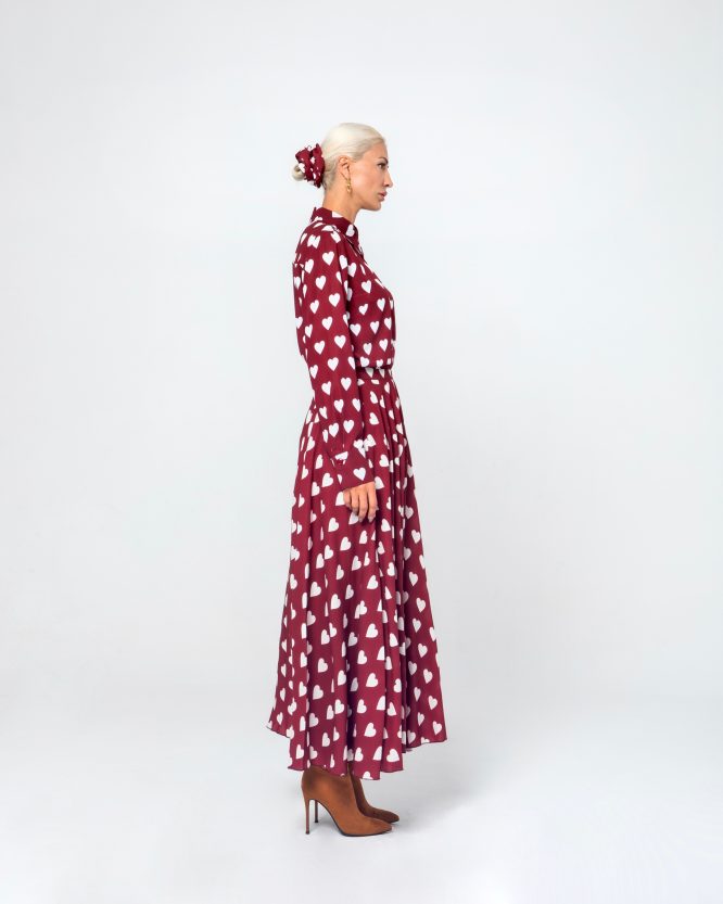 SUSANNE MIDI ΦΟΥΣΤΑ  (BURGUNDY HEARTS) MAMOUSH new arrivals 8