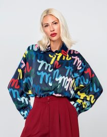 MANILA ΣΑΤΕΝ OVERSIZED ΠΟΥΚΑΜΙΣΟ (BLUE MM) MAMOUSH new arrivals 8