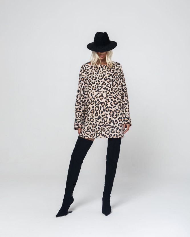 ALEXIS OVERSIZED ΚΟΝΤΟ ΦΟΡΕΜΑ (ANIMAL PRINT) MAMOUSH new arrivals 3