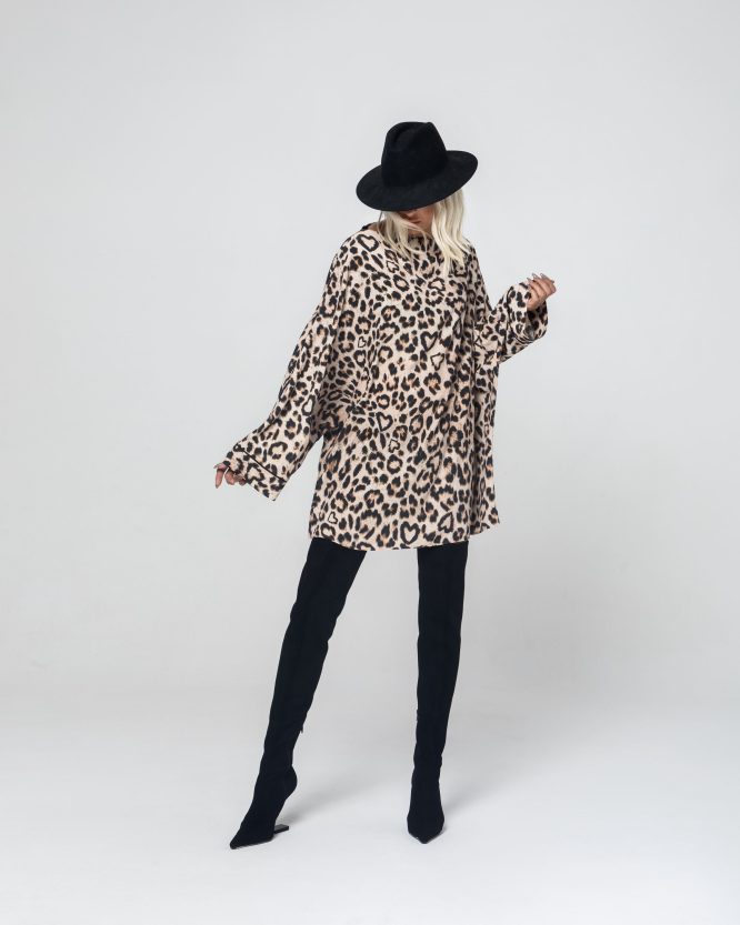 ALEXIS OVERSIZED ΚΟΝΤΟ ΦΟΡΕΜΑ (ANIMAL PRINT) MAMOUSH new arrivals 5