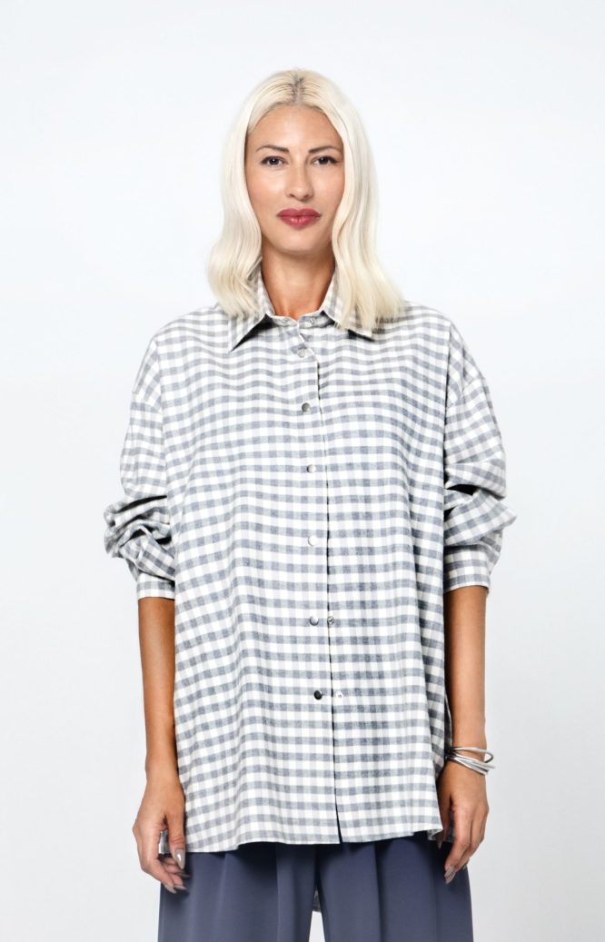 GLORIA OVERSIZE ΚΑΡΟ ΠΟΥΚΑΜΙΣΟ (GRAY) MAMOUSH new arrivals 3