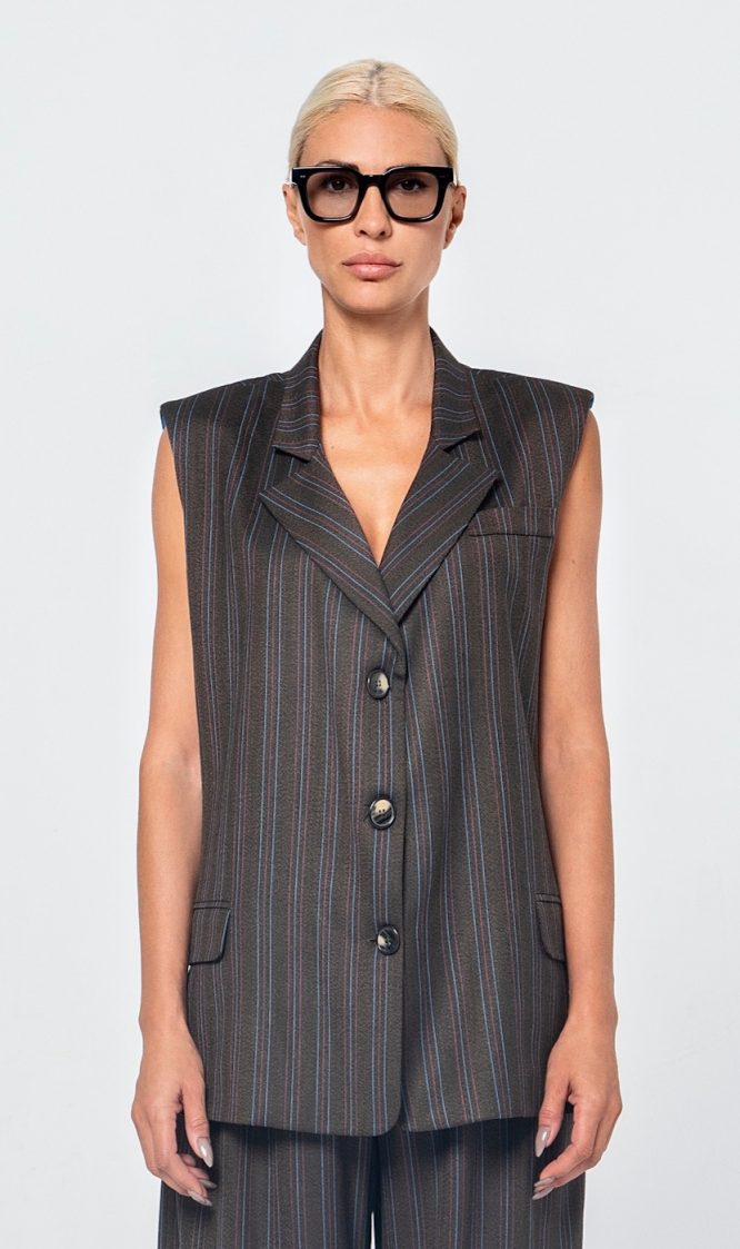 DIANA ΓΙΛΕΚΟ (BROWN STRIPES) MAMOUSH VEST 3