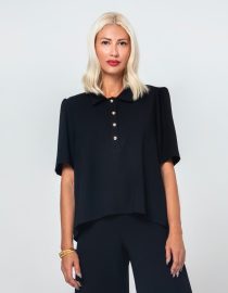 NORA ΜΠΛΟΥΖΑ ΜΕ ΧΡΥΣΑ ΚΟΥΜΠΙΑ (BLACK) MAMOUSH new arrivals 8