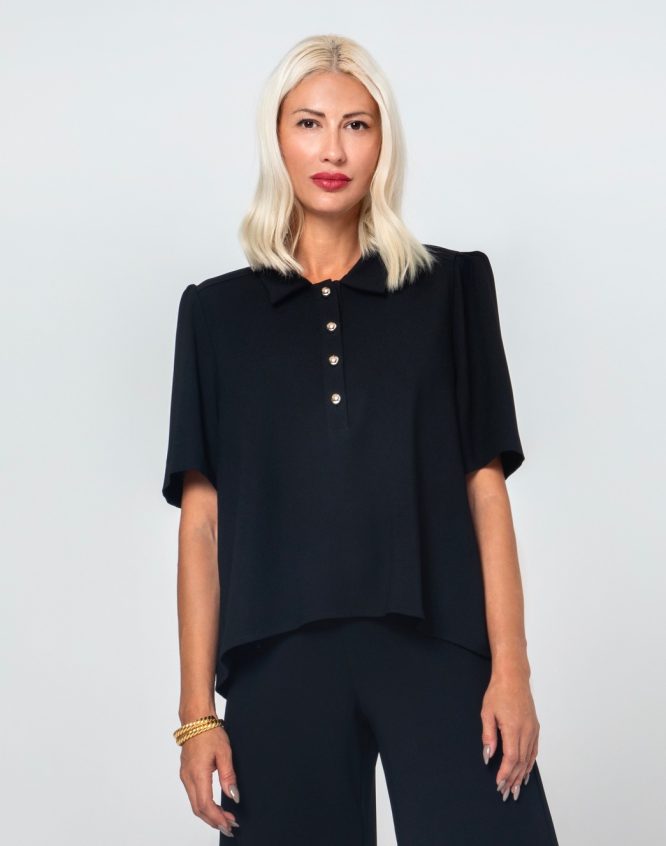 NORA ΜΠΛΟΥΖΑ ΜΕ ΧΡΥΣΑ ΚΟΥΜΠΙΑ (BLACK) MAMOUSH new arrivals 3